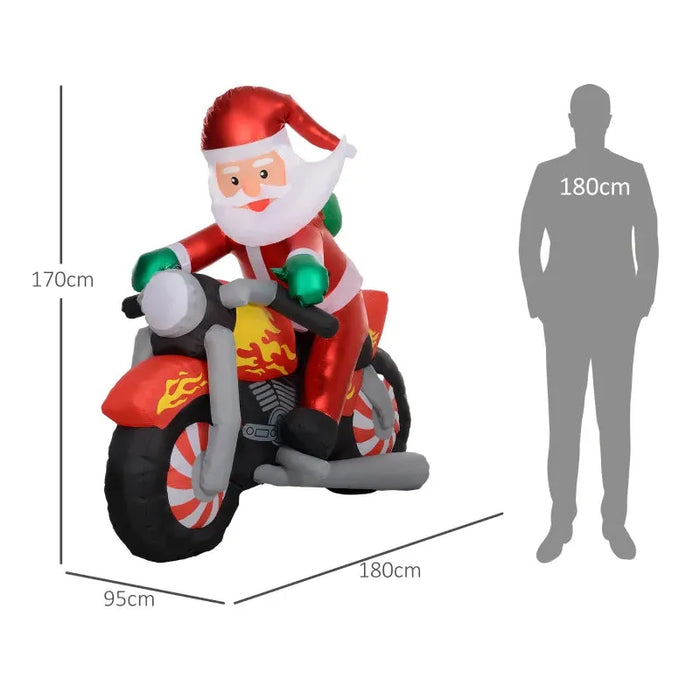 5.6FT Christmas Inflatable Santa Claus Motorcycle Decoration - Little and Giant Explorers Outsunny