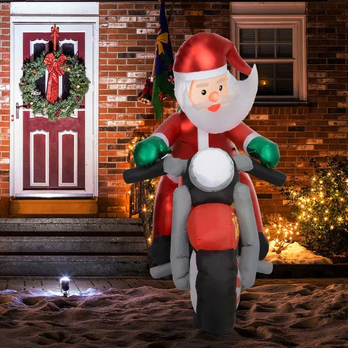 5.6FT Christmas Inflatable Santa Claus Motorcycle Decoration - Little and Giant Explorers Outsunny