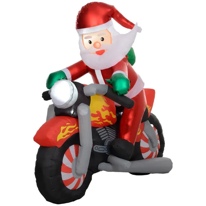 5.6FT Christmas Inflatable Santa Claus Motorcycle Decoration - Little and Giant Explorers Outsunny