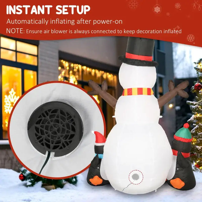 5.9ft Inflatable Snowman with Penguins | Christmas Decoration - LED Lights and Blower OUTSUNNY - Little and Giant Explorers Outsunny
