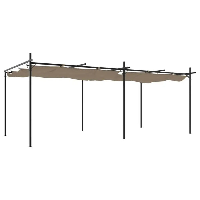 5.9m taupe retractable pergola with powder-coated steel and aluminium frame