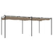 Retractable taupe pergola with powder-coated steel and aluminium frame