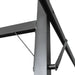 Close-up of powder-coated steel and aluminum pergola frame in taupe finish