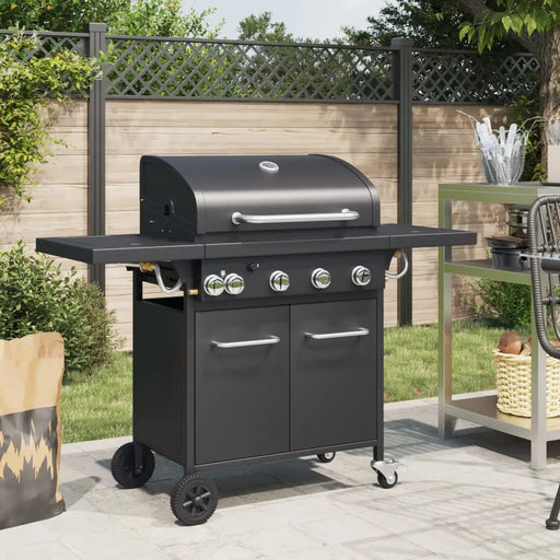 5-Burner Gas BBQ Grill – Outdoor Cooking Station with Side Burner | Black Steel VIDAXL - Little and Giant Explorers vidaXL