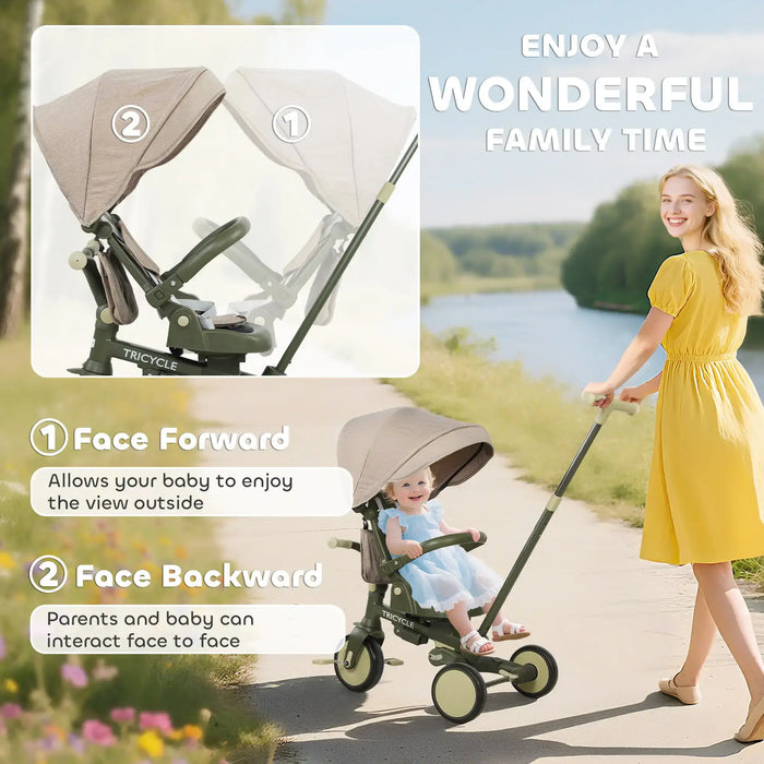 5-in-1 Baby Trike – Dark Green | Parent Push, Guided Trike and Classic Tricycle AIYAPLAY - Little and Giant Explorers AIYAPLAY