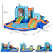 5-in-1 Bounce Castle with Slide, Water Pool, Trampoline, Climbing Wall and Water Gun with Blower - Little and Giant Explorers Outsunny