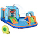 5-in-1 Bounce Castle with Slide, Water Pool, Trampoline, Climbing Wall and Water Gun with Blower - Little and Giant Explorers Outsunny