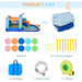 5-in-1 inflatable bouncy castle water park set with dual slides, patches, stakes, handbag, water pipe, and inflator.
