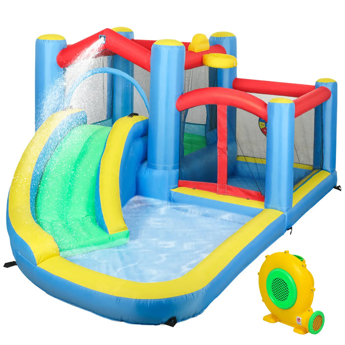 Inflatable Bouncy Castle with Slide, Dart Board and Blower - Little and Giant Explorers AIYAPLAY