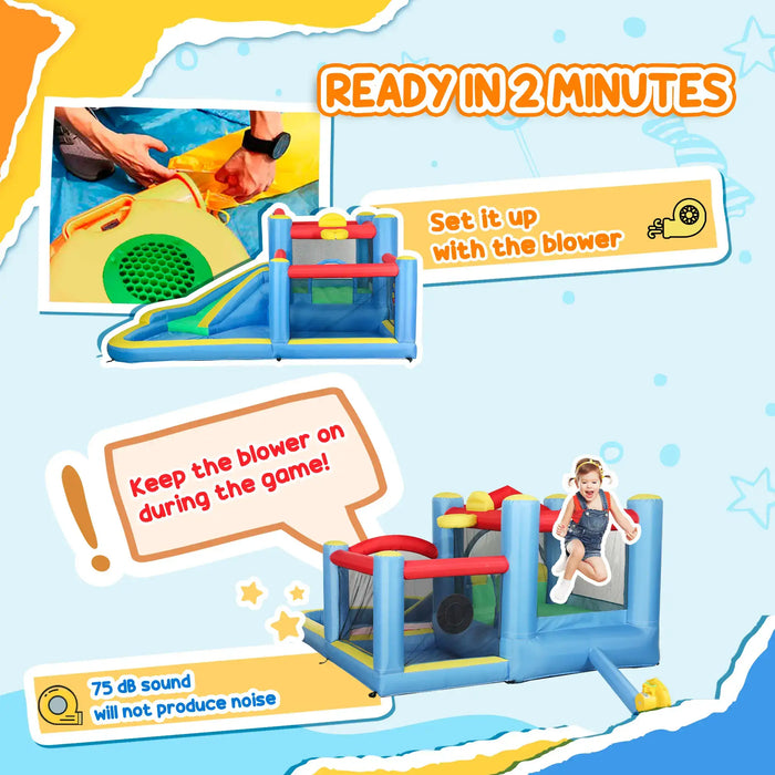 Inflatable Bouncy Castle with Slide, Dart Board and Blower - Little and Giant Explorers AIYAPLAY
