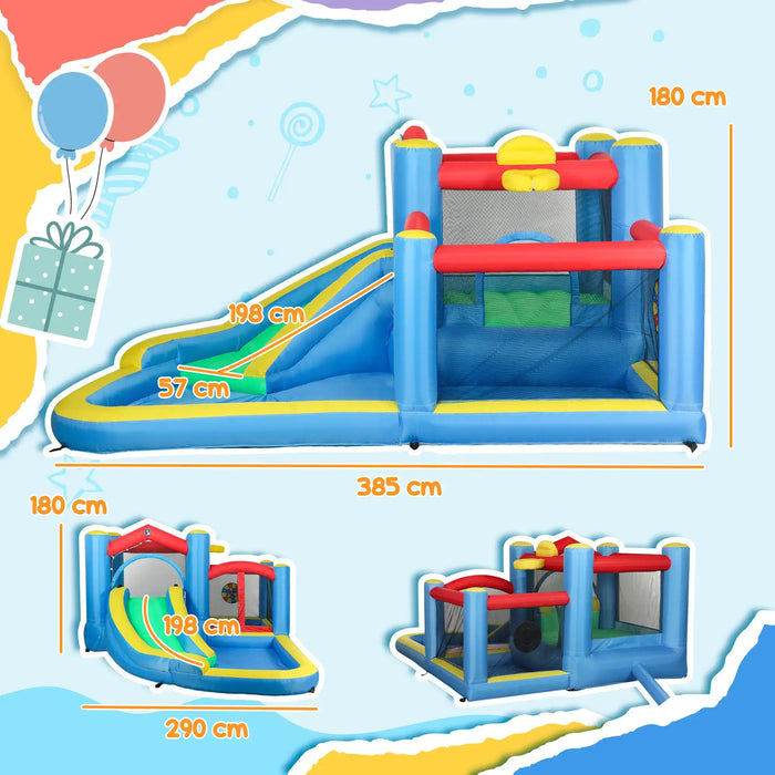Inflatable Bouncy Castle with Slide, Dart Board and Blower - Little and Giant Explorers AIYAPLAY