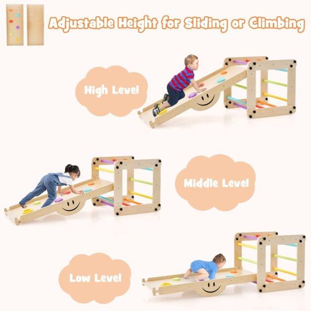 5-in-1 Climbing Set for Toddlers with Fun Seesaw - Little and Giant Explorers Costway