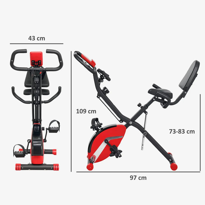 5-in-1 Folding Exercise Bike with Arm Workout Bands - Little and Giant Explorers SPORTNOW