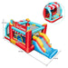 Ice cream themed inflatable bounce house with slide, colorful red blue and yellow design