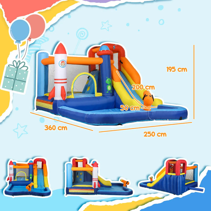 5-in-1 Bouncy Castle with Jumping Area, Climbing Wall and Blower - Little and Giant Explorers AIYAPLAY