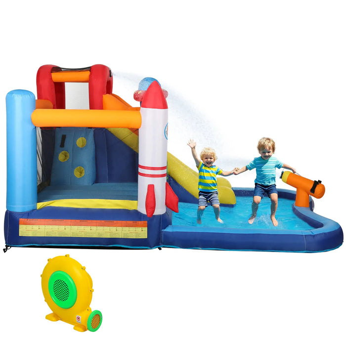 5-in-1 Bouncy Castle with Jumping Area, Climbing Wall and Blower - Little and Giant Explorers AIYAPLAY