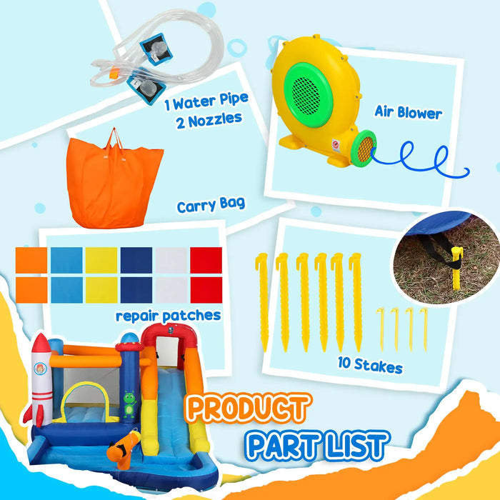 5-in-1 Bouncy Castle with Jumping Area, Climbing Wall and Blower - Little and Giant Explorers AIYAPLAY