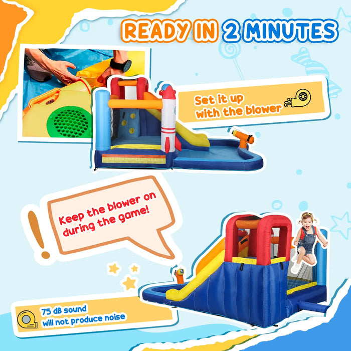 5-in-1 Bouncy Castle with Jumping Area, Climbing Wall and Blower - Little and Giant Explorers AIYAPLAY