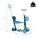 5-in-1 Kids 3 Wheels Mini Kick Scooter, Push Walker with Removable Seat and Back in Blue - Little and Giant Explorers HOMCOM