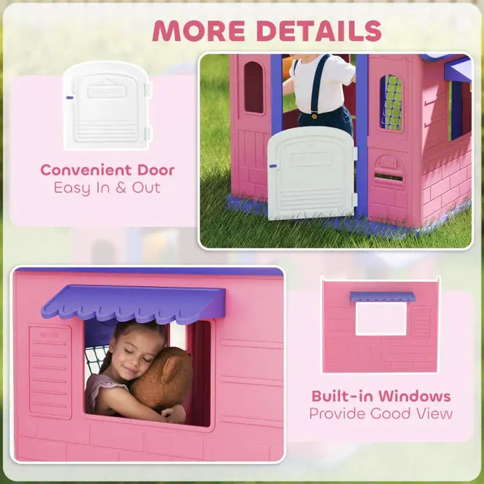 5-in-1 Kids Playhouse – Pink | Indoor and Outdoor Activity Centre with Basketball, Football, Ring Toss and Darts AIYAPLAY - Little and Giant Explorers AIYAPLAY