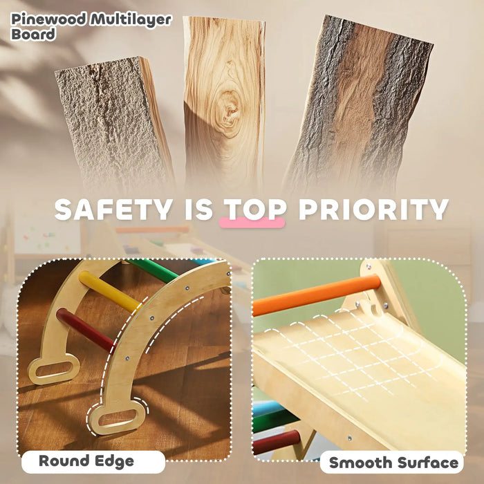 5-in-1 Pikler Triangle Set | Montessori Climbing with Arch Rocking Chair - Little and Giant Explorers AIYAPLAY