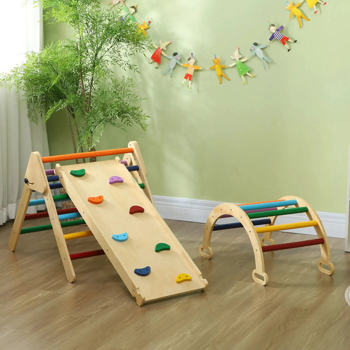 5-in-1 Toddler Multi-Colour Climbing Frame with Ramp and Arch - Little and Giant Explorers AIYAPLAY