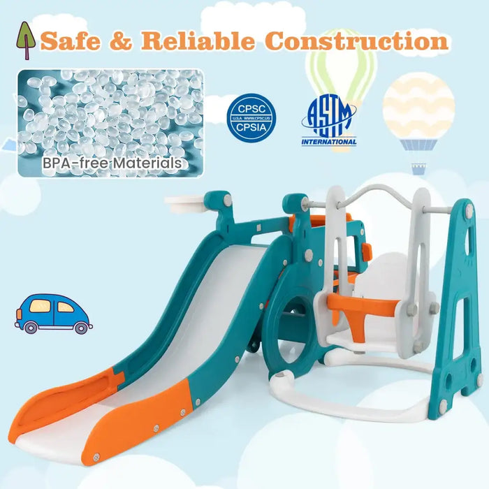 5-in-1 Toddler Slide Set | Bus Theme with Mini Room and Transportation Adventure - Little and Giant Explorers Costway