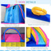 5-in-1 unicorn bouncy castle with climbing wall, basketball hoop, trampoline, and slide