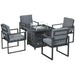 5-Piece Aluminium Garden Furniture Set with Gas Fire Pit Table - Little and Giant Explorers Outsunny