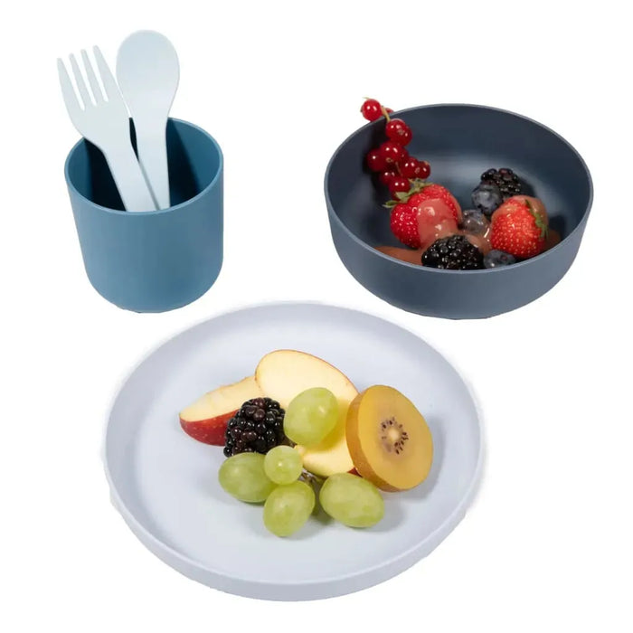 5 Piece Baby Tableware Set CPLA Blue - Little and Giant Explorers Bo Jungle