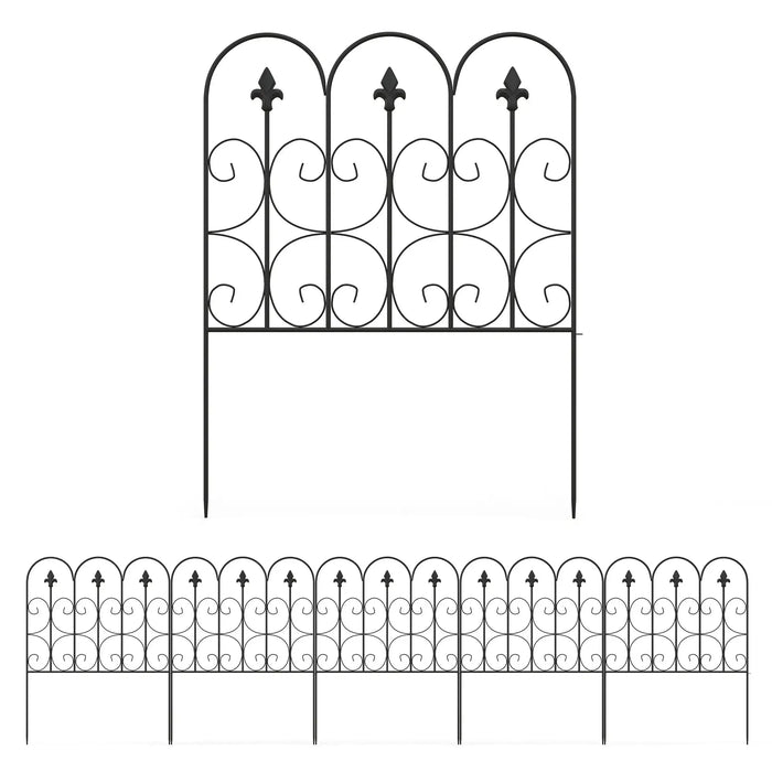 5-Piece Decorative Rustproof Metal Wire Garden Fencing - Little and Giant Explorers Outsunny