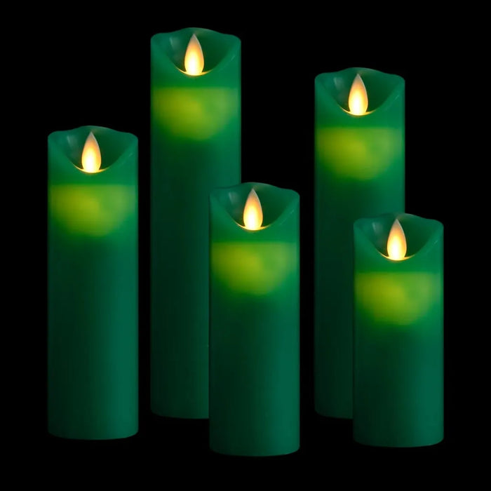 5 Piece Electric LED Candle Set with Remote Control in Green - Little and Giant Explorers vidaXL