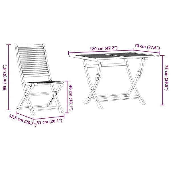 5-Piece Garden Dining Set | Foldable Natural Wood with Space-Saving Design for 4 People - Little and Giant Explorers vidaXL