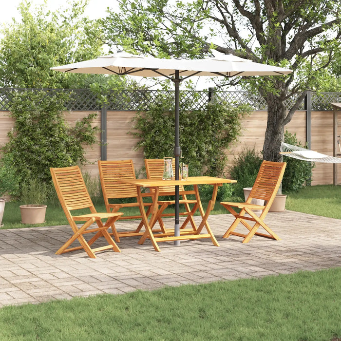 5-Piece Garden Dining Set | Foldable Natural Wood with Space-Saving Design for 4 People - Little and Giant Explorers vidaXL