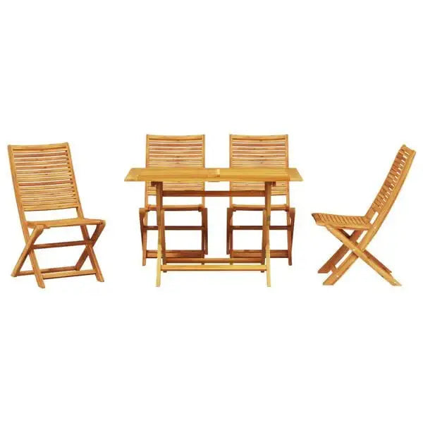 5-Piece Garden Dining Set | Foldable Natural Wood with Space-Saving Design for 4 People - Little and Giant Explorers vidaXL