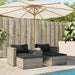 5 Piece Garden Sofa Set with Cushions in Grey and Poly Rattan Acacia - Little and Giant Explorers vidaXL