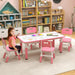 5-Piece Kids Adjustable Table and Chair Set – Pink | Graffiti Desktop - 4 Stackable Chairs COSTWAY - Little and Giant Explorers Costway