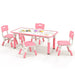 5-Piece Kids Adjustable Table and Chair Set – Pink | Graffiti Desktop - 4 Stackable Chairs COSTWAY - Little and Giant Explorers Costway