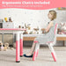 5-Piece Kids Adjustable Table and Chair Set – Pink | Graffiti Desktop - 4 Stackable Chairs COSTWAY - Little and Giant Explorers Costway