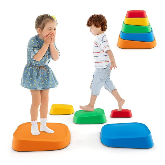 5-Piece Kids Stackable Stepping Stone Set - Little and Giant Explorers Costway