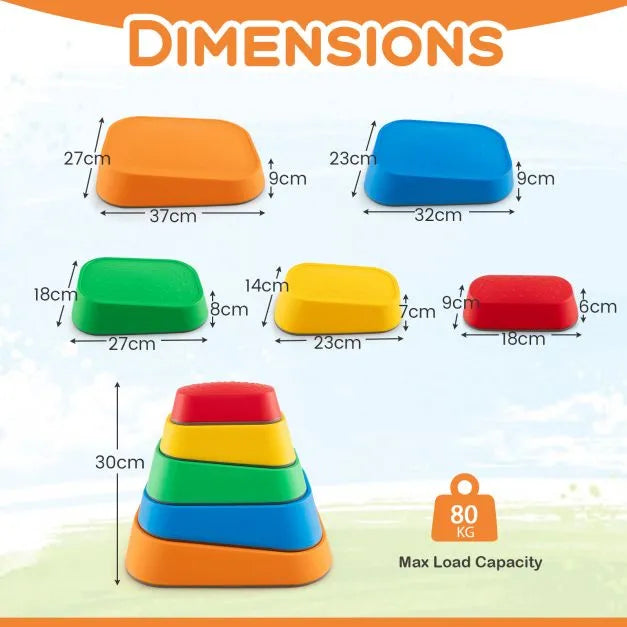 5-Piece Kids Stackable Stepping Stone Set - Little and Giant Explorers Costway