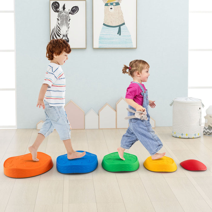 5-Piece Kids Stackable Stepping Stones | River Stone Set - Little and Giant Explorers Costway