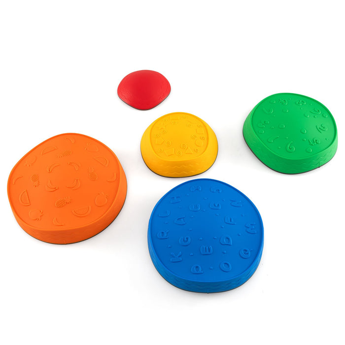 5-Piece Kids Stackable Stepping Stones | River Stone Set - Little and Giant Explorers Costway