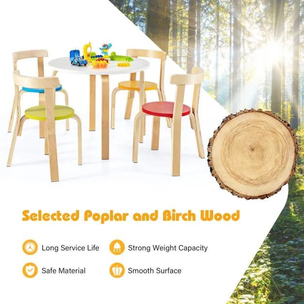 5-Piece Wooden Kids Table and Chair Set in Various Colours - Little and Giant Explorers Costway