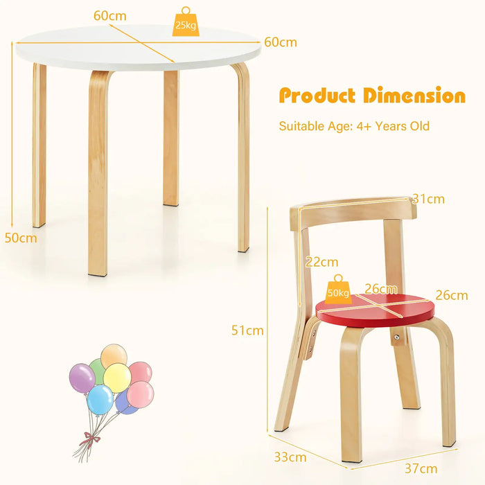 5-Piece Wooden Kids Table and Chair Set in Various Colours - Little and Giant Explorers Costway