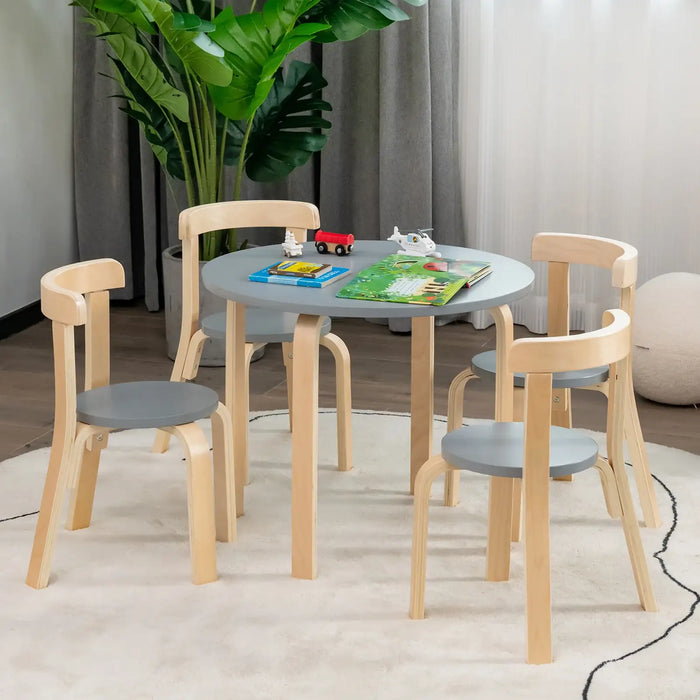 5-Piece Wooden Kids Table and Chair Set in Various Colours - Little and Giant Explorers Costway