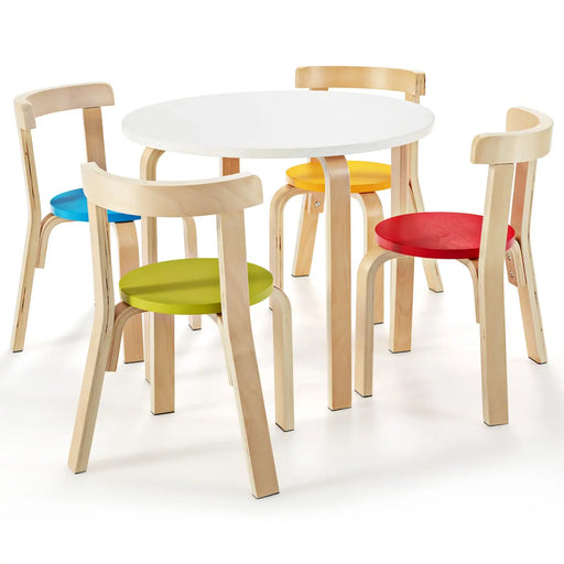 5-Piece Wooden Kids Table and Chair Set in Various Colours - Little and Giant Explorers Costway