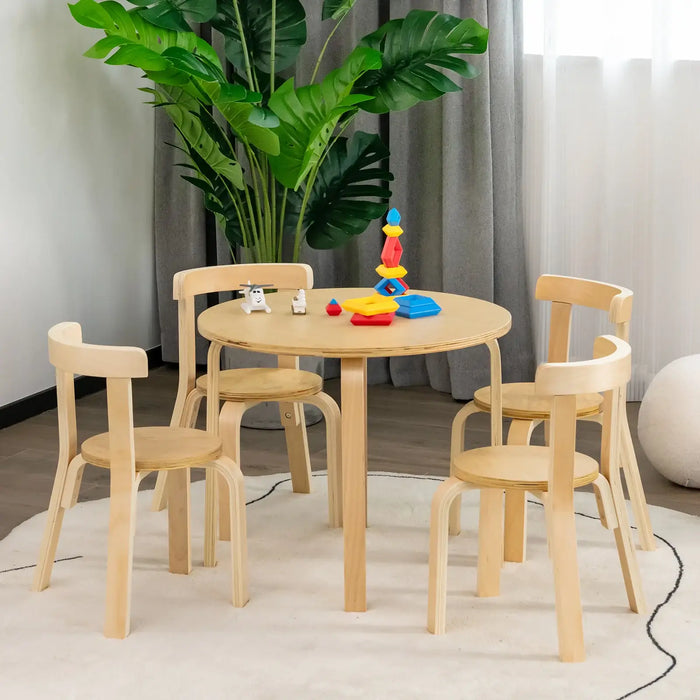 5-Piece Wooden Kids Table and Chair Set in Various Colours - Little and Giant Explorers Costway