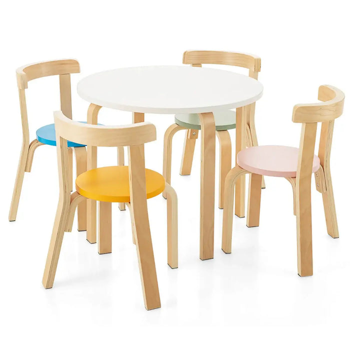 5-Piece Wooden Kids Table and Chair Set in Various Colours - Little and Giant Explorers Costway