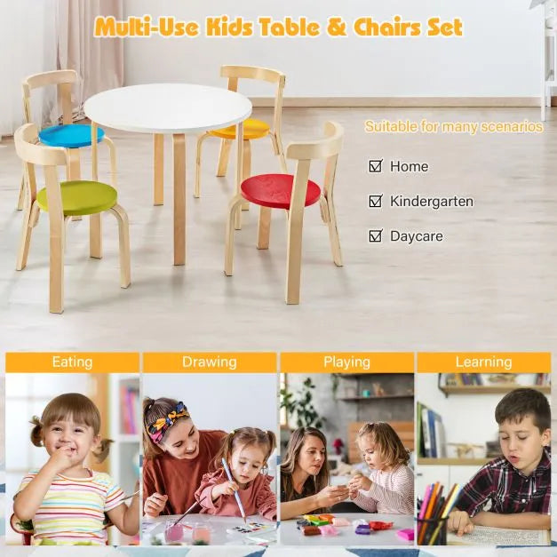 5-Piece Wooden Kids Table and Chair Set in Various Colours - Little and Giant Explorers Costway